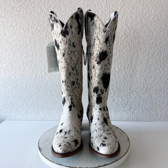 Lane Boots Womens Cowhide Cowboy Boots Tall Black Western Cow Skin Size 9.5 NEW - Picture 7 of 14